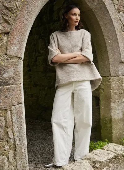 Melody Comfy Cozy Oversized Wool Top in Beige